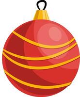 vermelho e amarelo Natal decoração bola vetor ilustração em uma branco fundo