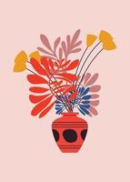 ilustração de um vaso de flores e plantas vetor