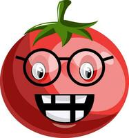 desenho animado tomate vestindo óculos ilustração vetor em branco fundo
