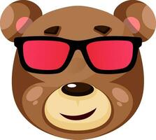 Urso é vestindo oculos de sol, ilustração, vetor em branco fundo.