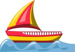 vermelho e amarelo Navegando navio vetor ilustração em branco fundo.