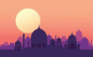 Ramadã kareem oração mesquita fundo vetor ilustração