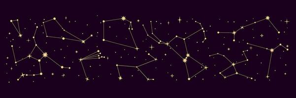 Estrela constelação fronteira, galáxia espaço céu mapa vetor