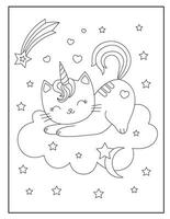 extraordinariamente lindo gato coloração Páginas para crianças. vetor