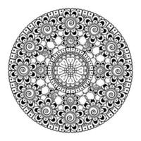 padrão circular em forma de mandala com flor para henna vetor