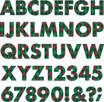 alfabeto argyle vermelho verde natal vetor