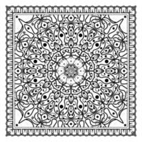 contorno padrão de flor quadrada no estilo mehndi para página de livro de colorir vetor