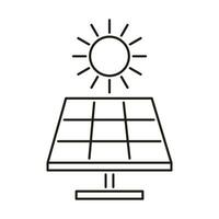 solar painel, acumular Sol energia, linha ícone. alternativo elétrico geração a partir de luz solar. vetor esboço ilustração