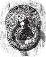 anel do ferro cisele tem 1 do a interno portas do a catedral do burgueses, vintage gravação. vetor
