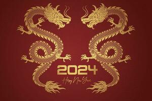 feliz chinês Novo ano 2024 chinês zodíaco ano do a Dragão vetor