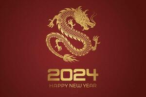 feliz chinês Novo ano 2024 chinês zodíaco ano do a Dragão vetor