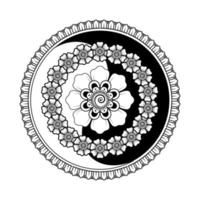 padrão circular em forma de mandala com flor de henna, mehndi. vetor