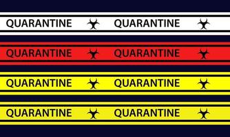 gráfico de vetor de fita de quarentena isolada em fundo azul escuro.