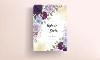 lindo design floral de cartão de convite de casamento vetor