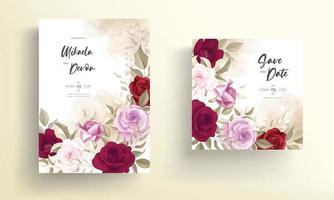 cartão de convite de casamento elegante com lindos ornamentos florais vetor