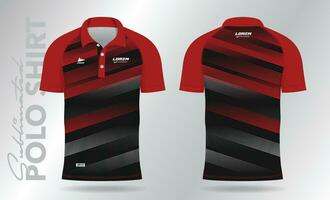 abstrato vermelho e Preto pólo camisa brincar modelo Projeto para esporte uniforme vetor
