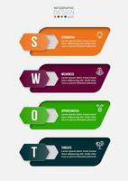 modelo de infográfico de conceito de negócio com análise swot. vetor