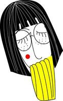 menina com Preto curto cabelo e óculos vetor ilustração em branco fundo