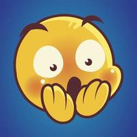 emoji engraçado, expressão de rosto emoticon surpreso mídia social vetor