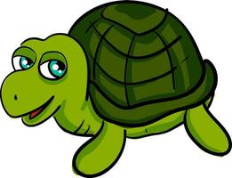 fofa verde tartaruga sorridente vetor ilustração em branco fundo