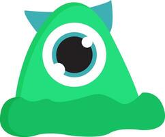 verde monstro com 1 olho e azul chifres vetor ilustração em branco fundo