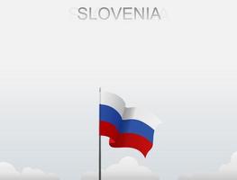 bandeira da Eslovênia voando sob o céu branco vetor