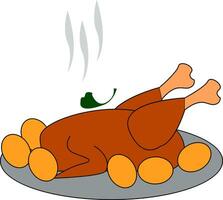 uma quente e picante assado desenho animado frango vetor ou cor ilustração