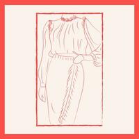 emoldurado cenário do uma menina vestindo uma vestido vetor ou cor ilustração
