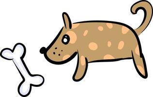 Castanho cachorro com uma osso vetor ou cor ilustração