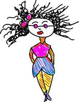 uma desenhando do uma senhora com encaracolado cabelo vetor ou cor ilustração