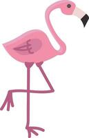 uma lindo Rosa flamingo pássaro em pé dentro 1 perna vetor cor desenhando ou ilustração