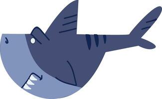 uma azul Tubarão com Está afiado dentes vetor cor desenhando ou ilustração