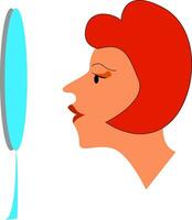 uma senhora admirando ela mesma dentro frente do uma espelho vetor cor desenhando ou ilustração