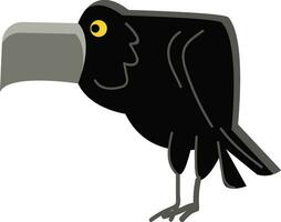 ilustração do a Bravo Preto coroa pássaro com Está plano e Largo bico vetor cor desenhando ou ilustração