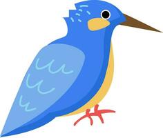 uma brilhante azul pássaro com grandes afiado conta vetor cor desenhando ou ilustração