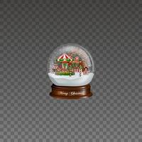 globo de neve de Natal com parque de diversões. paisagem do Christmas Luna Park. vetor