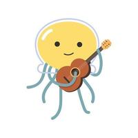 água-viva feliz tocando violão vetor