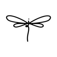 libélula linha arte rabisco ilustração, simples e minimalista inseto libélula logotipo Projeto. esboço libélula logotipo vetor