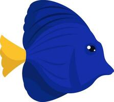 azul peixe com amarelo cauda, ilustração, vetor em branco fundo