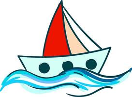 barco a vela flutuando dentro a azul água vetor ou cor ilustração