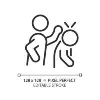 2d pixel perfeito editável Preto Abuso ícone, isolado simples vetor, fino linha ilustração representando psicologia. vetor