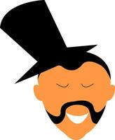 uma homem dentro topo chapéu e Albert estilo bigode vetor ou cor ilustração