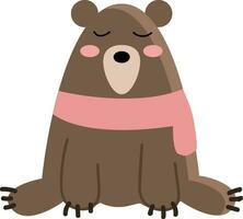 uma ampla Urso vestindo uma Rosa cachecol vetor ou cor ilustração