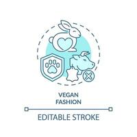 2d editável azul ícone vegano moda conceito, monocromático isolado vetor, sustentável moda fino linha ilustração. vetor