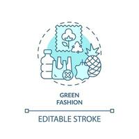 2d editável azul ícone verde moda conceito, monocromático isolado vetor, sustentável moda fino linha ilustração. vetor