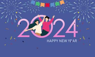 feliz Novo ano 2024 celebração ilustração vetor