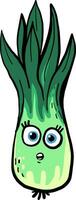 verde alho-poró com surpreso olhos, ilustração, vetor em branco fundo