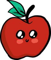 vermelho maçã com olhos, ilustração, vetor em branco fundo