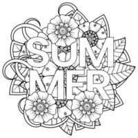 Olá, modelo de banner de verão com flor mehndi vetor