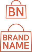 2d mercearia loja fino linha logotipo com marca nome. simples compras saco ícone. verde criativo Projeto elemento e visual identidade. adequado para compras, negócios, supermercado, mercado. vetor
